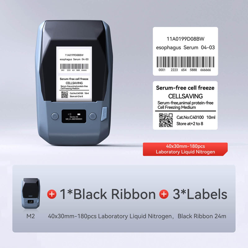 NIIMBOT M2 withe 1 black ribbon 3 40x30mm labels