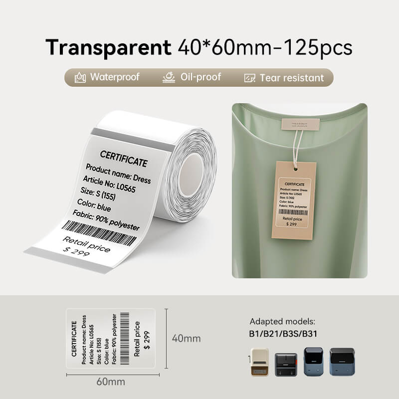 NIIMBOT Clear Label Tape for B21, B1, B3S, K3-11