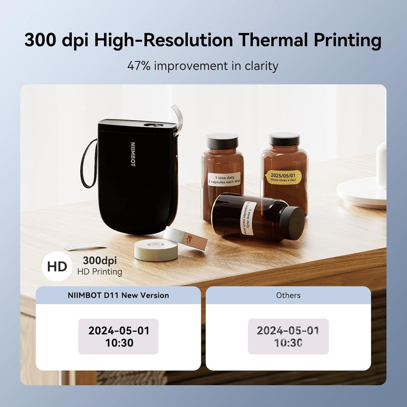 NIIMBOT D11 Upgraded Label Maker with Tape,300DPI Bluetooth Portable Thermal Sticker Maker-7